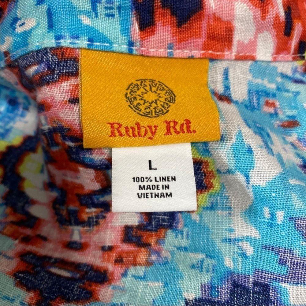 Ruby Rd Aztec ikat linen jacket blouse size large - Picture 7 of 7